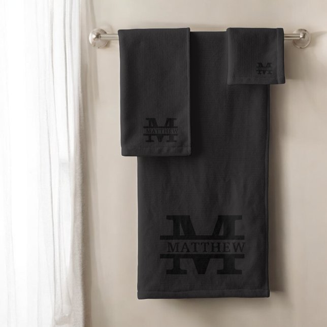 Personalised Elegant Monogram and Name Bath Towel Set (Creator Uploaded)