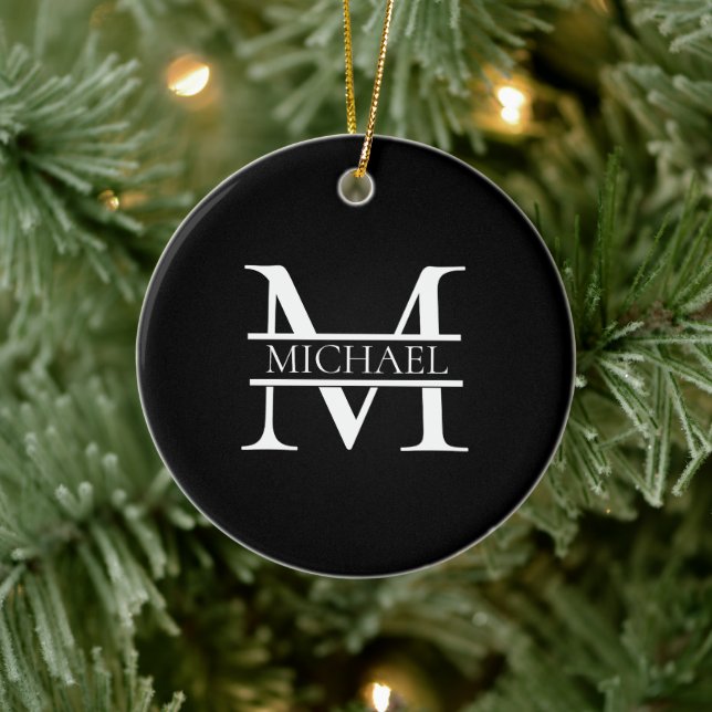 Personalised Elegant Monogram and Name Ceramic Tree Decoration (Tree)