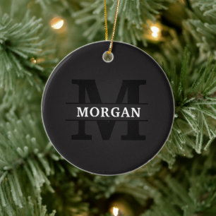 Personalised Elegant Monogram and Name Ceramic Tree Decoration