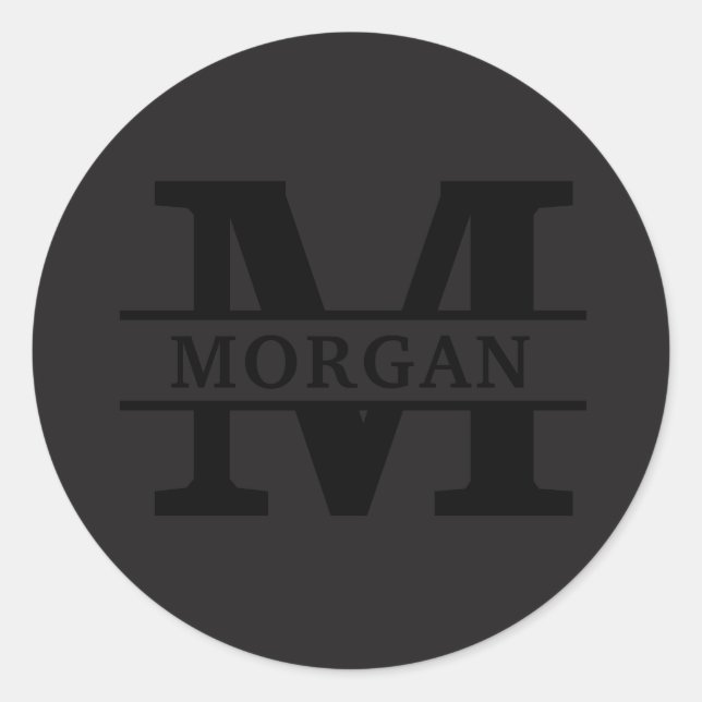 Personalised Elegant Monogram and Name Classic Round Sticker (Front)