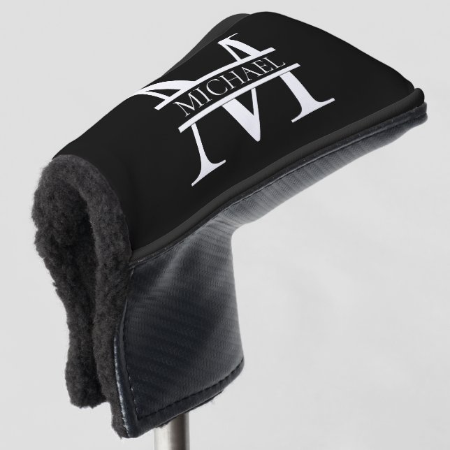 Personalised Elegant Monogram and Name Golf Head Cover (3/4 Front)