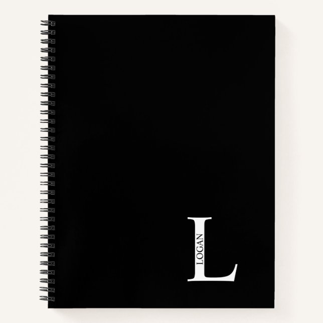 Personalised Elegant Monogram and Name Notebook (Front)