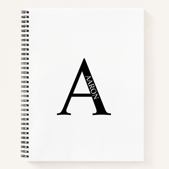 Personalised Elegant Monogram and Name Notebook (Front)