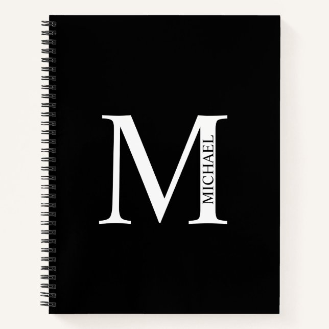 Personalised Elegant Monogram and Name Notebook (Front)