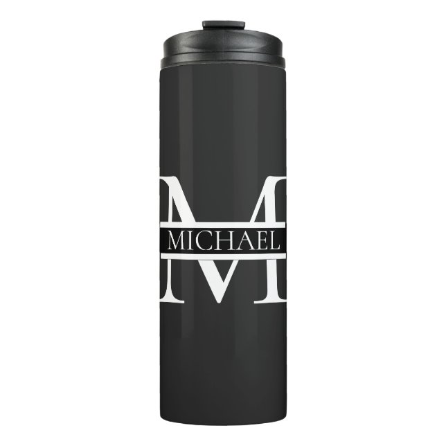 Personalised Elegant Monogram and Name Thermal Tumbler (Front)