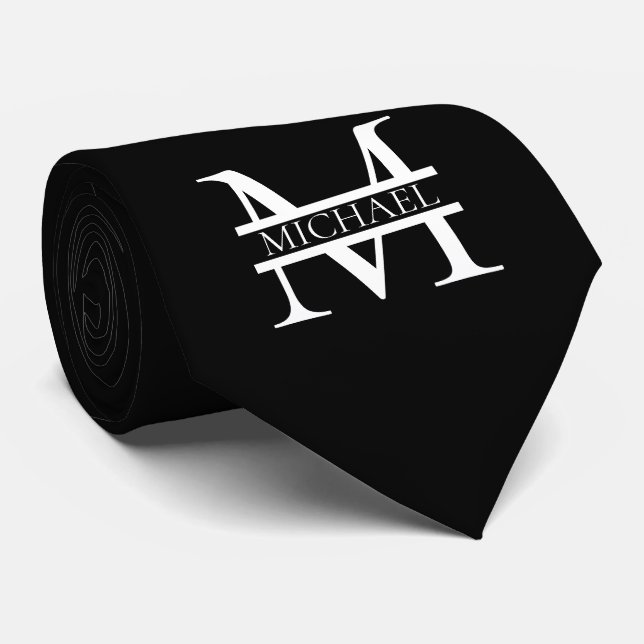 Personalised Elegant Monogram and Name Tie (Rolled)