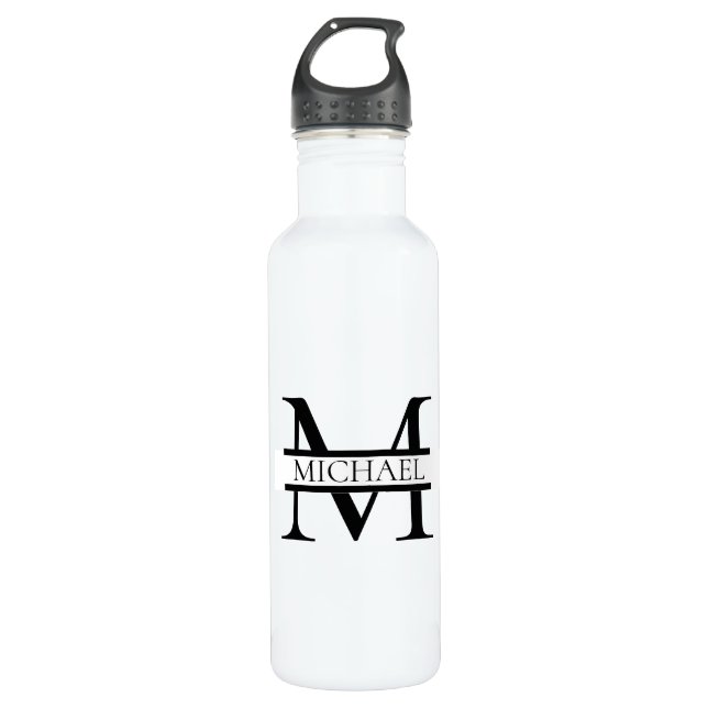 Personalised Elegant Monogram and Name White 710 Ml Water Bottle (Front)