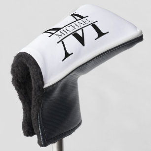 Personalised Elegant Monogram and Name White Golf Head Cover