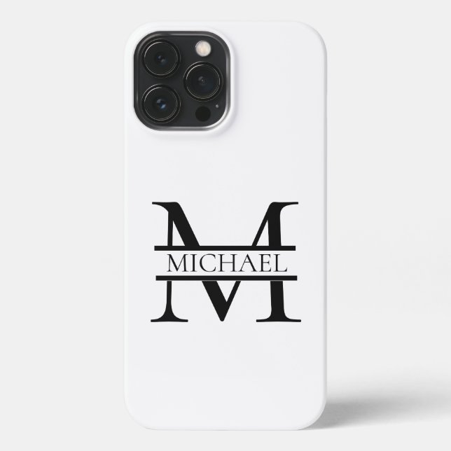 Personalised Elegant Monogram and Name White iPhone Case (Back)