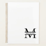 Personalised Elegant Monogram and Name White Planner<br><div class="desc">Personalised Elegant Monogram and Name Gifts featuring personalised monogram in classic serif font style with box of name in the middle of monogram.</div>
