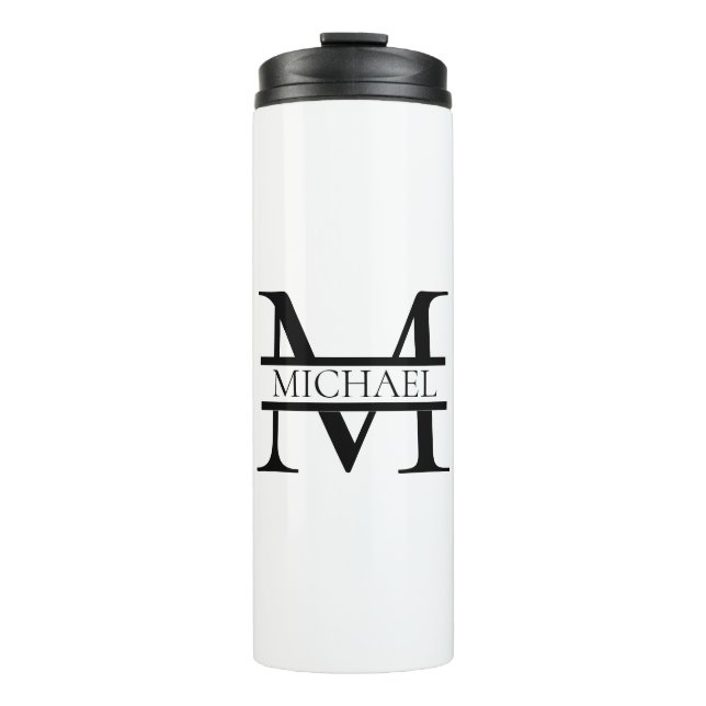Personalised Elegant Monogram and Name White Thermal Tumbler (Front)