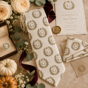 Personalised Elegant Monogram Laurel Wreath Tie