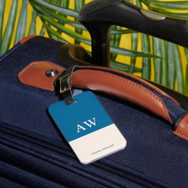 Personalised elegant monogram Ocean Luggage Tag (Front Insitu 1)