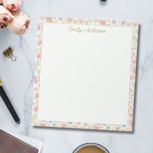 Personalised Elegant Monogram Pretty Floral Border Notepad