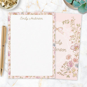 Personalised Elegant Monogram Pretty Flower Floral Card