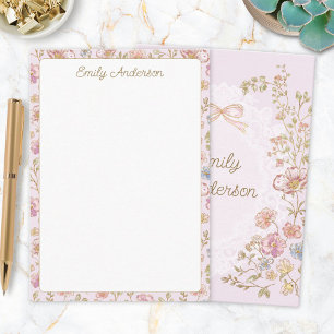 Personalised Elegant Monogram Pretty Flower Floral Card