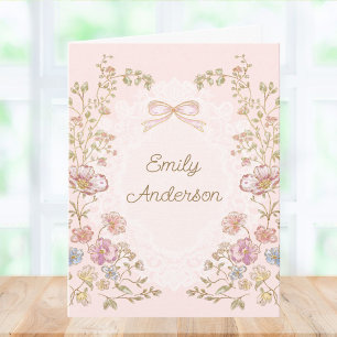 Personalised Elegant Monogram Watercolor Floral Note Card