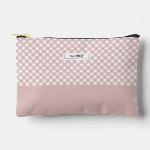 Personalised Elegant Muted Pink Plaid Pattern Accessory Pouch