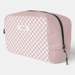 Personalised Elegant Muted Pink Plaid Pattern Dopp Kit