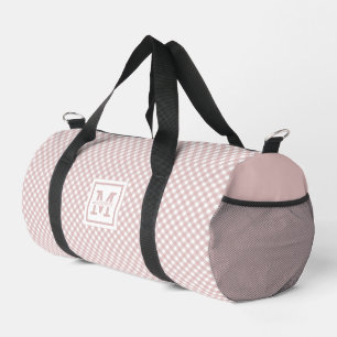 Personalised Elegant Muted Pink Plaid Pattern Duffle Bag
