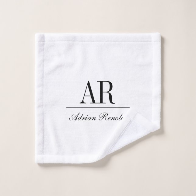 Personalised elegant name monogram initials wash cloth (Wash Cloth)