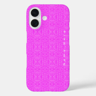 Personalised Elegant Name on Boho Hot Pink Pattern iPhone 16 Case