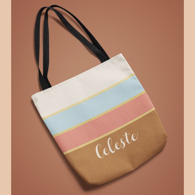 Personalised Elegant Name Summer Striped Tote Bag (Creator Uploaded)