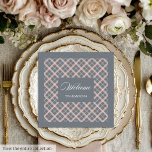 Personalised Elegant Napkins Coral Grey Aesthetic