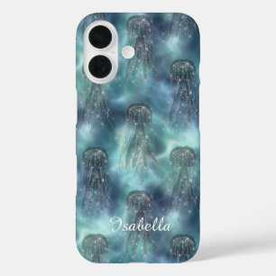Personalised Elegant Nautical Sparkle Blue Ocean iPhone 16 Case