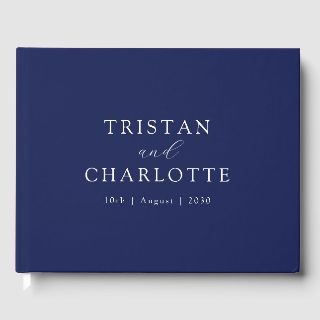 Personalised Elegant Navy Blue Guest Book (Front)