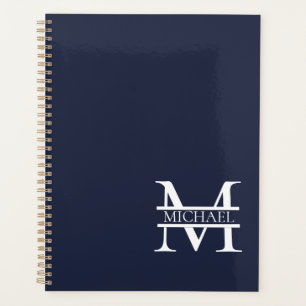 Personalised Elegant Navy Blue Monogram and Name Planner