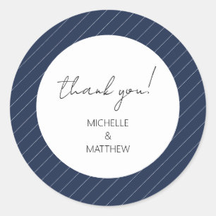 Personalised Elegant Navy Blue Wedding Classic Round Sticker