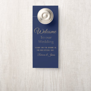 Personalised Elegant Navy Wedding Welcome  Door Hanger