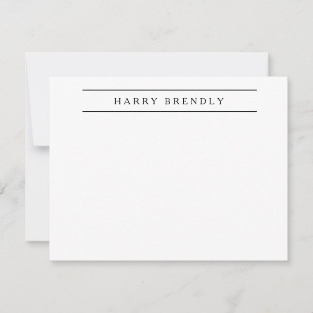Personalised Elegant Navy White Note Card (Front)