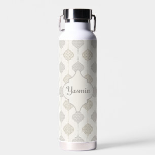Personalised Elegant Neutral Arabesque Water Bottle