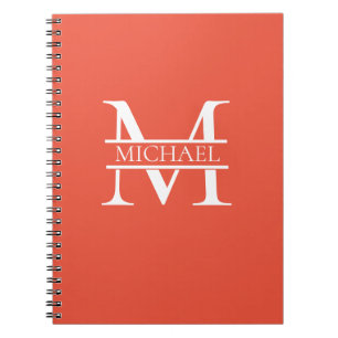 Personalised Elegant Orange Monogram and Name Notebook