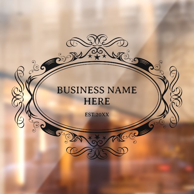 Personalised Elegant Oval Frame Business Door Window Cling (Sheet 2)