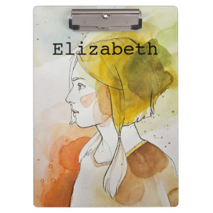 Personalised elegant painting colourful watercolor clipboard