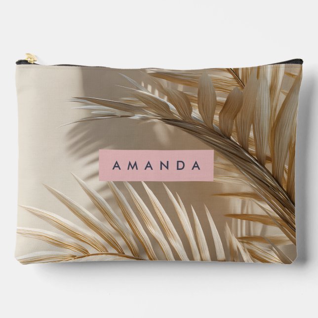 Personalised Elegant Palm Fronds Style Accessory Pouch (Front)