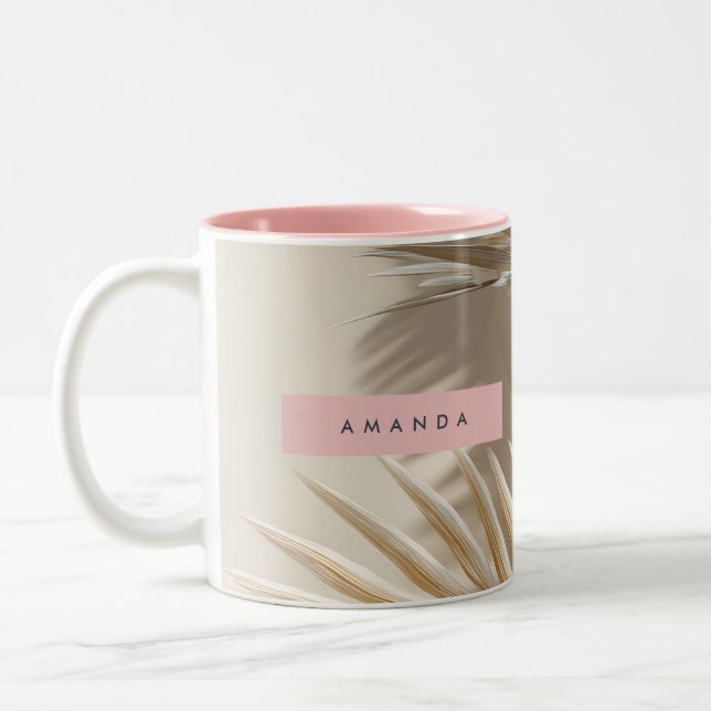 Personalised Elegant Palm Fronds Style Two-Tone Coffee Mug (Left)