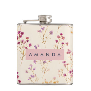 Personalised Elegant Pastel Floral Design Hip Flask