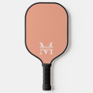 Personalised Elegant Peach Monogram and Name Pickleball Paddle