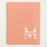 Personalised Elegant Peach Monogram and Name Planner<br><div class="desc">Personalised Elegant Monogram and Name Gifts featuring personalised monogram in classic serif font style with box of name in the middle of monogram.</div>