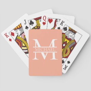 Personalised Elegant Peach Monogram and Name Playing Cards