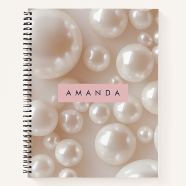 Personalised Elegant Pearl Soft White Luxury Notebook (Front)