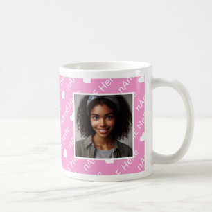 Personalised Elegant Photo Newspaper Style Pink  Coffee Mug