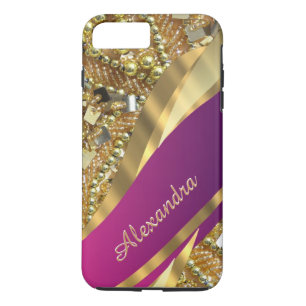 Personalised elegant pink and gold bling iPhone 8 plus/7 plus case