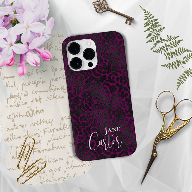 Personalised Elegant Pink Black Leopard Case-Mate iPhone Case (Creator Uploaded)