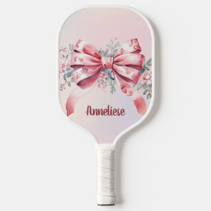 Personalised Elegant Pink Bow chinoiserie Pickleball Paddle