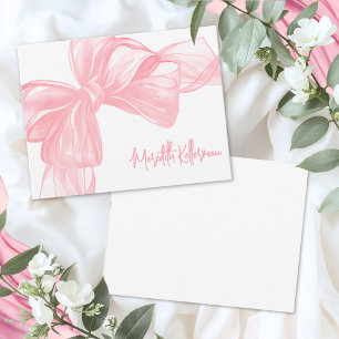 Personalised Elegant Pink Bow Thank You Note Card